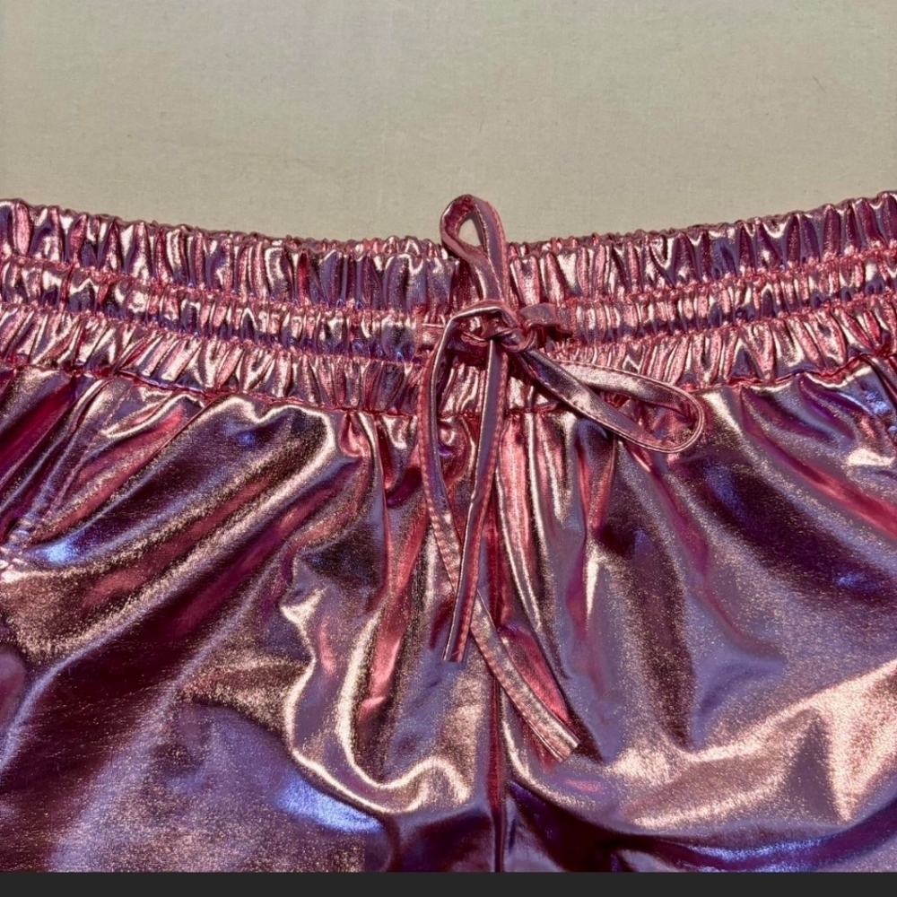 Metallic Pink Shorts with Drawstring - Picture 2 of 9